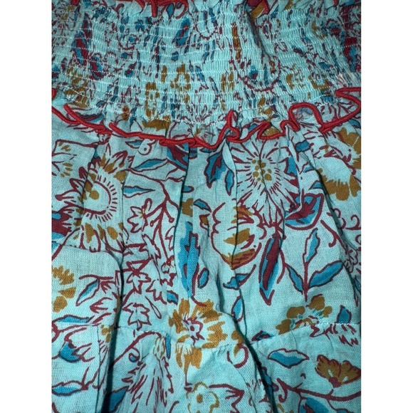 Poupette St Barth Mini Skirt Smocked Waist Floral Print Tassel Detail M/L - Picture 7 of 10